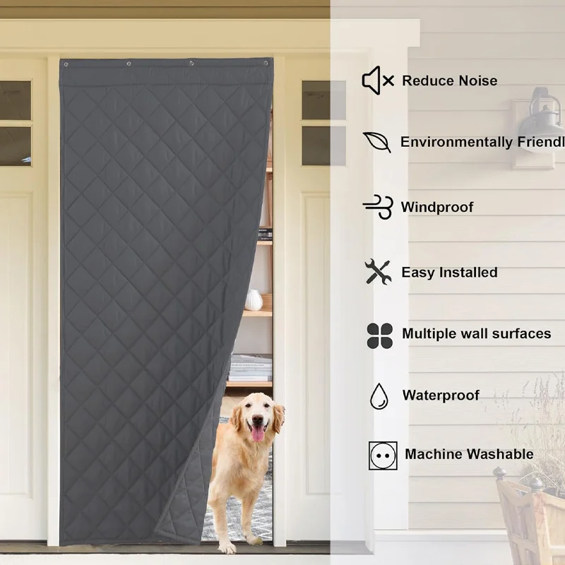 Winter Magnetic Quilted Door Curtain, Hook-style For Easy Installation, Windproof And… — image 2
