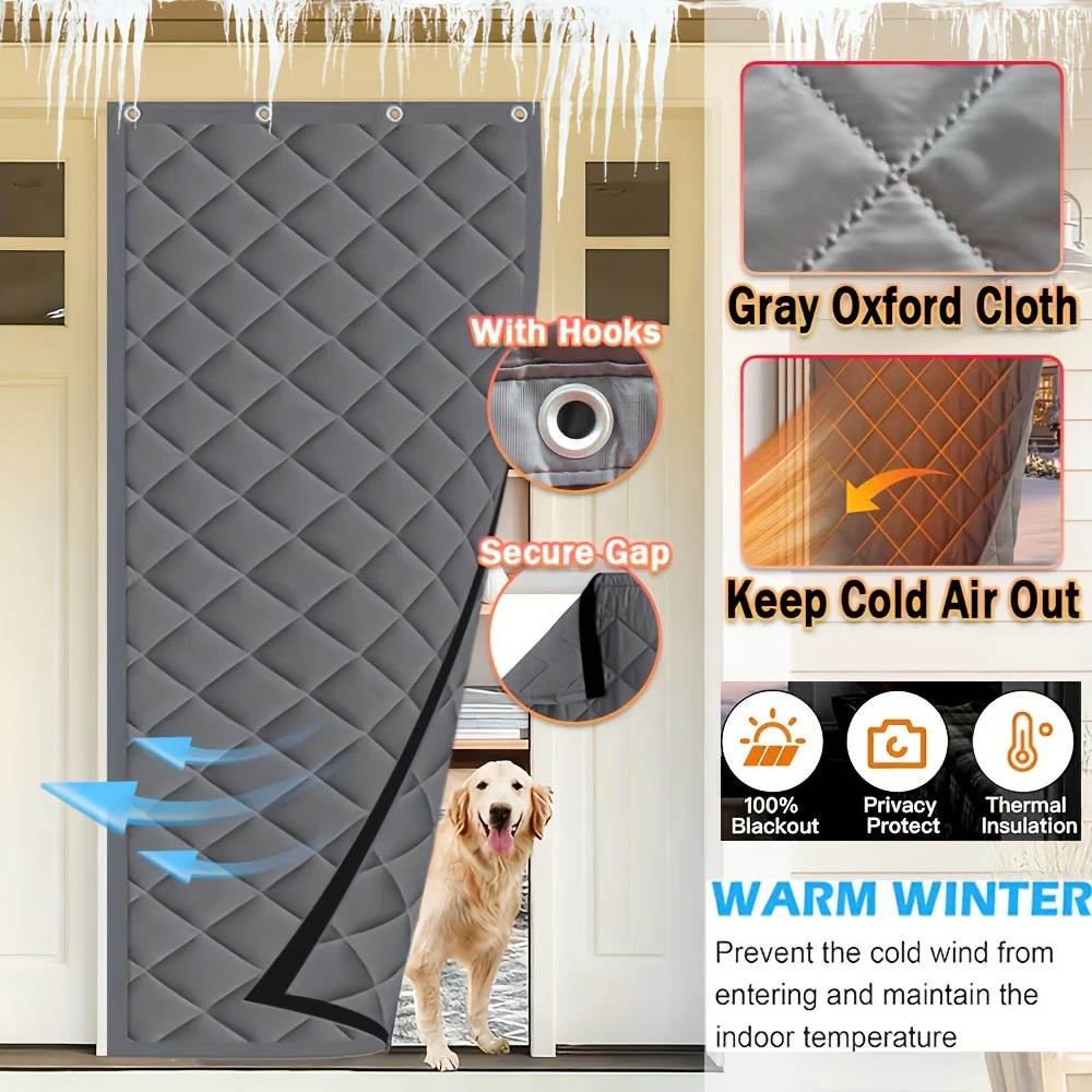 Winter Magnetic Quilted Door Curtain, Hook-style For Easy Installation, Windproof And… — image 11