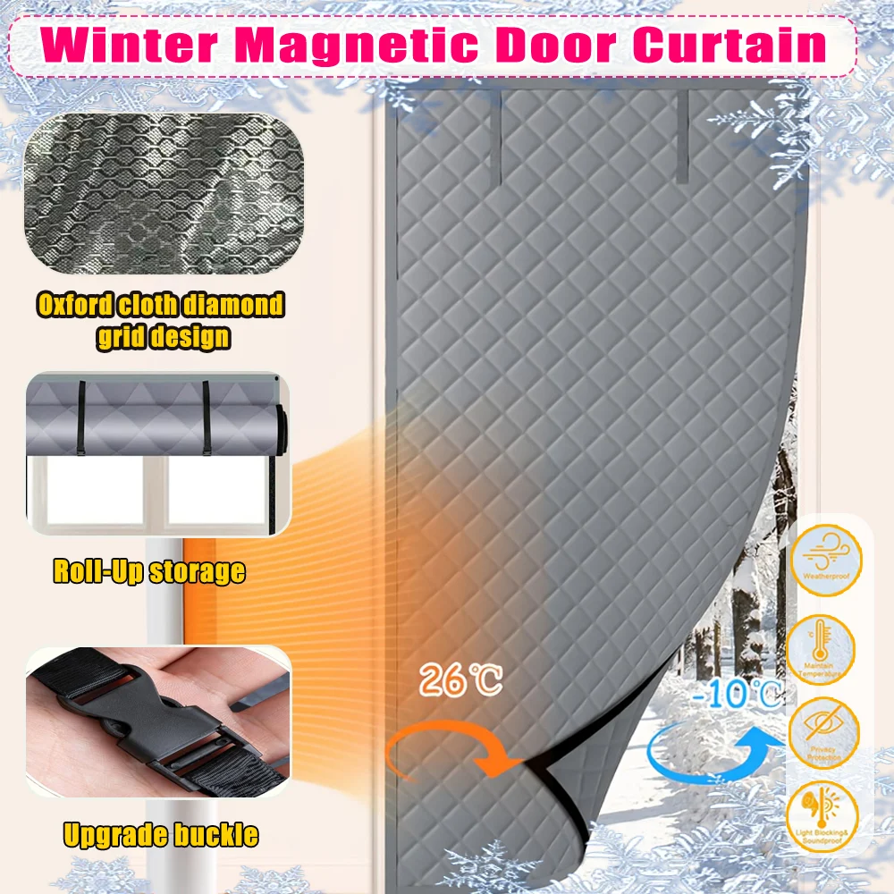 Winter Magnetic Thermal Insulated Door Curtain, Thick Warm Cotton Windproof Privacy… — image 6