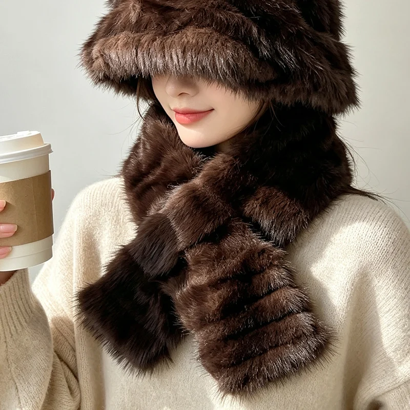 Winter Warm Hat And Scarf Set - Fashionable Versatile Plush Outdoor Cold Protection… — image 3