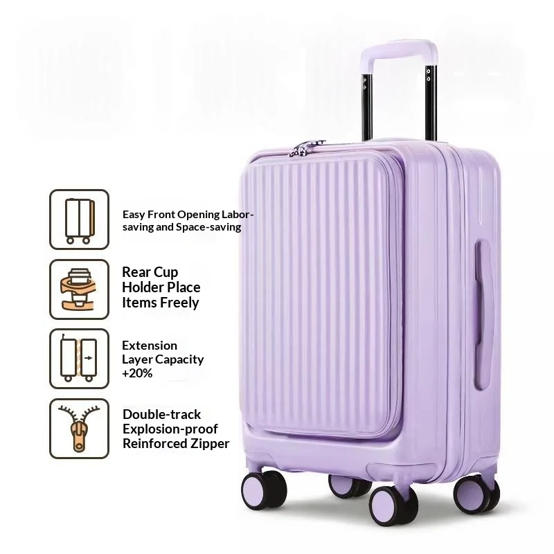 Wisteria Color--new Side-opening Expandable 20-inch Carry-on Rolling Suitcase 26-lock… — image 2