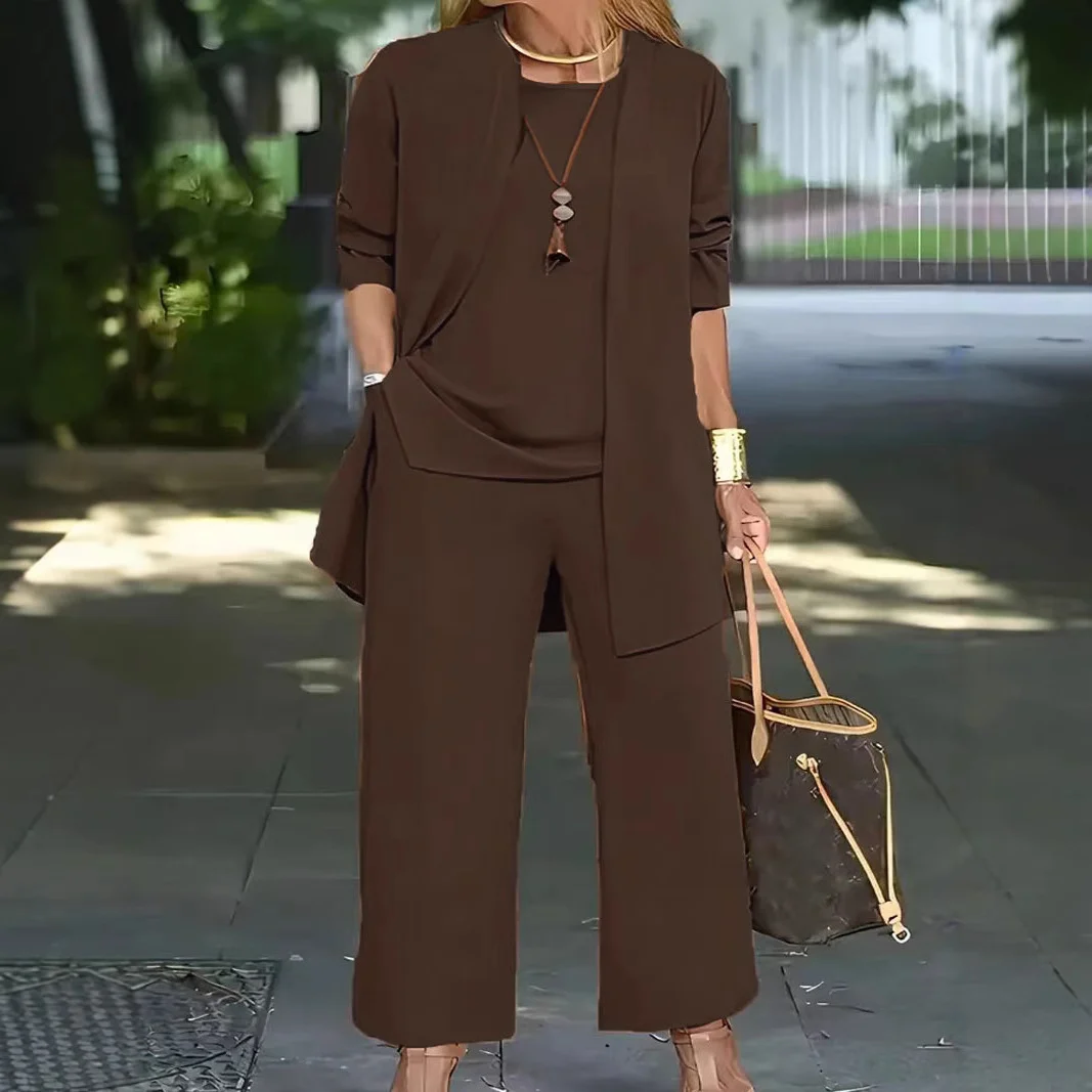 Women 3 Piece Outfit Set Open Front Cardigan Sleeveless Tank Top Wide Leg Pants Casual… — image 7