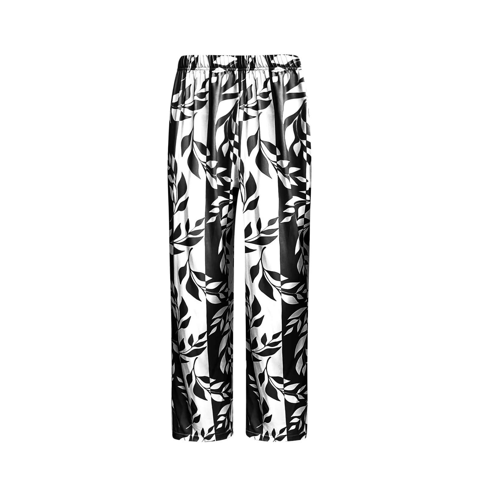Women 3 Piece Outfit Set Open Front Long Cardigan Sleeveless Tank Top Leaf Print Wide… — image 3