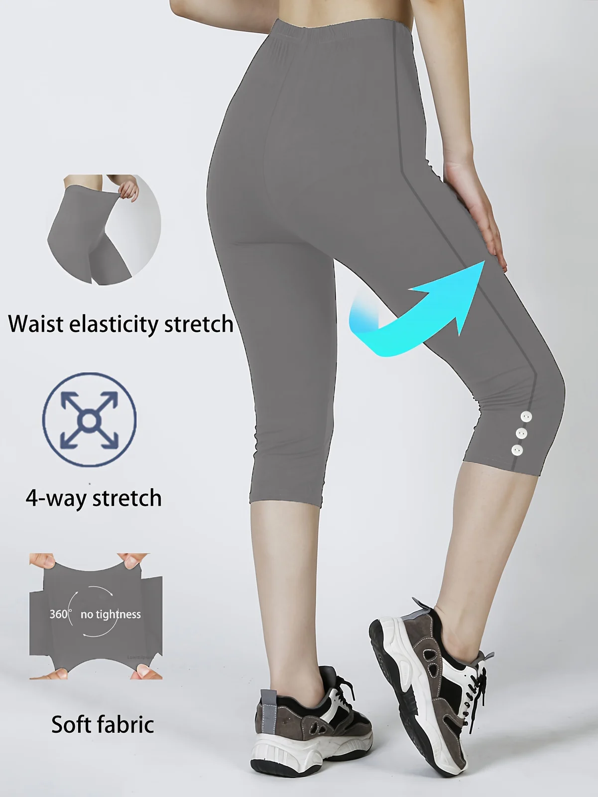Women High Waisted Capri Leggings, Buttery Soft Yoga Pants, 4-way Stretch Workout… — image 3