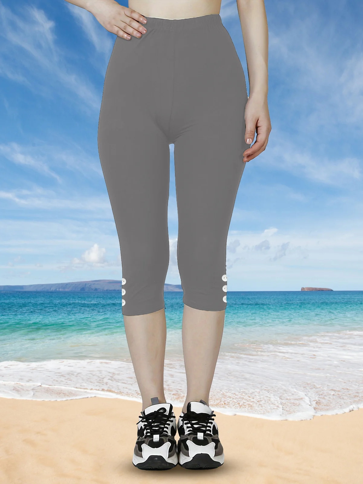 Women High Waisted Capri Leggings, Buttery Soft Yoga Pants, 4-way Stretch Workout… — image 2