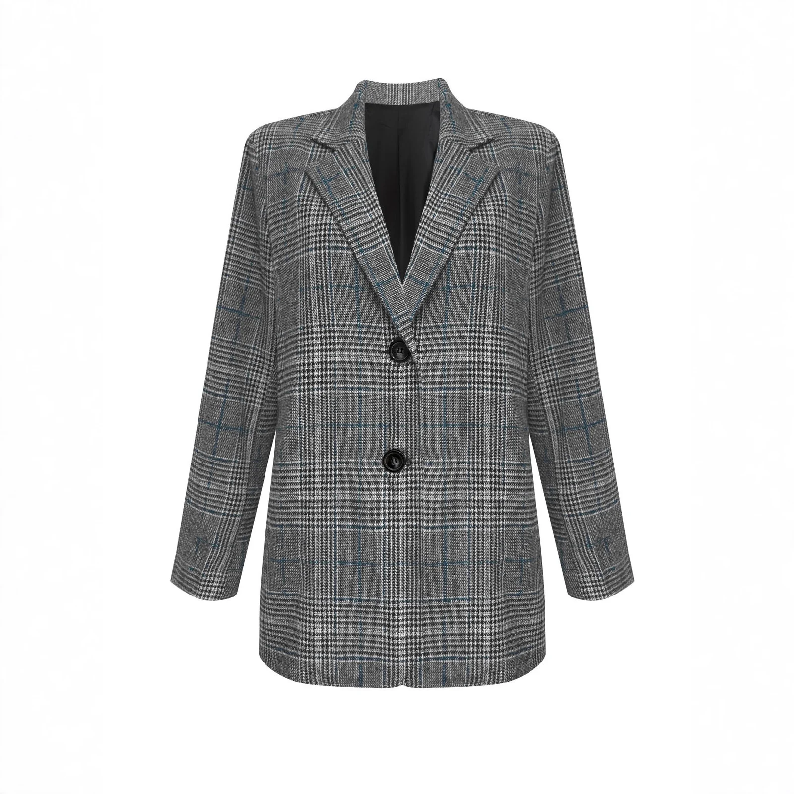 Women Plaid Blazer Jacket Lapel Long Sleeve Single Button Loose Casual Checkered Suit… — image 6