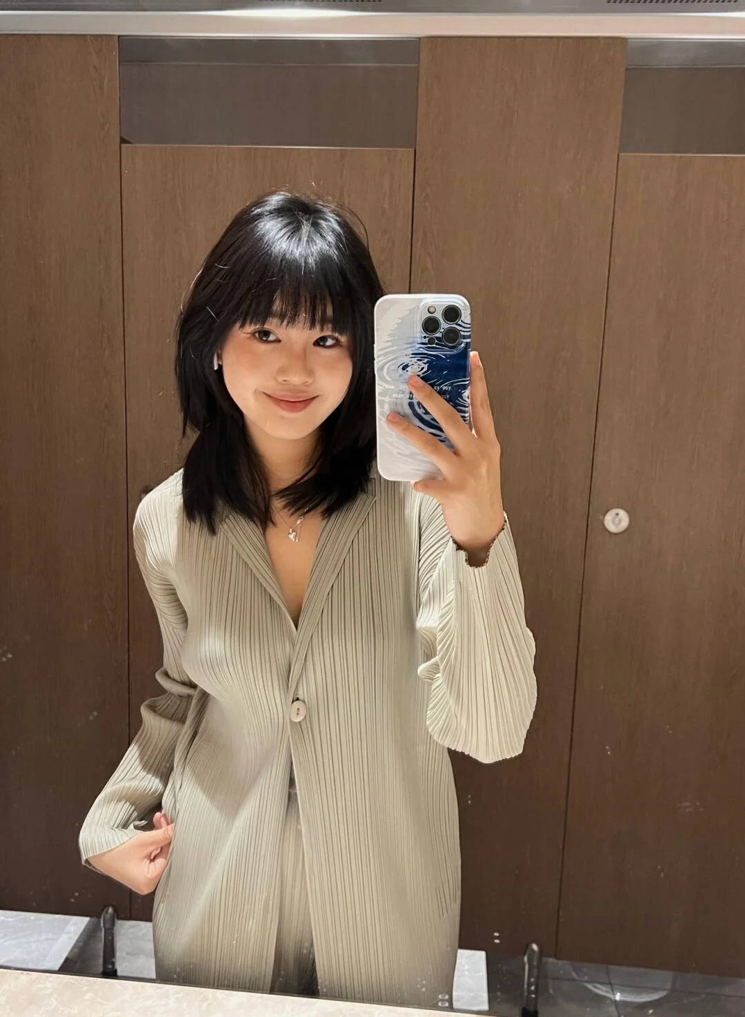 Women Pleated Cardigan Set Minimalist Casual Two Piece Outfit Long Sleeve Jacket And… — image 2