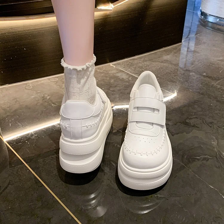 Women's Autumn Lazy Velcro Platform White Shoes, Heightboosting Slipon Versatile… — image 2