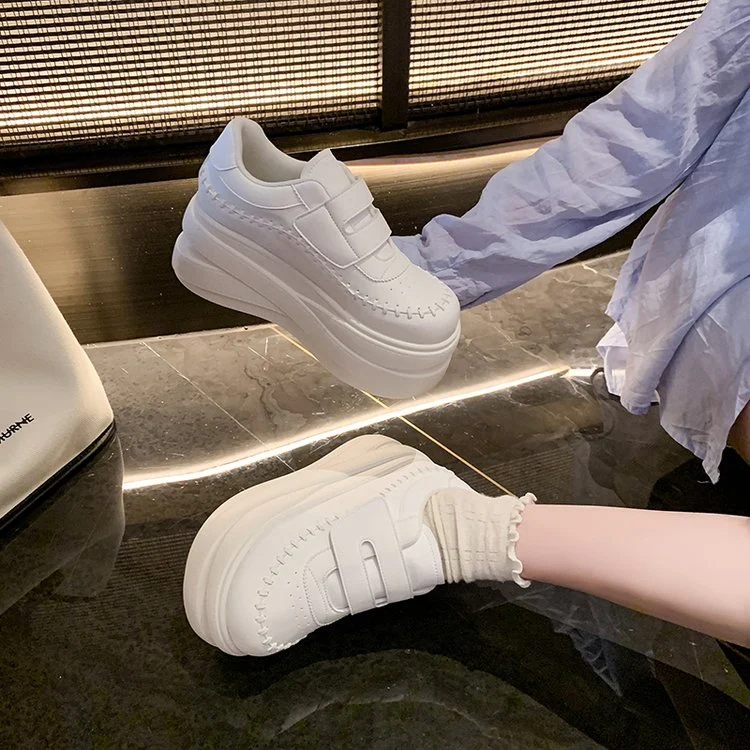 Women's Autumn Lazy Velcro Platform White Shoes, Heightboosting Slipon Versatile… — image 4
