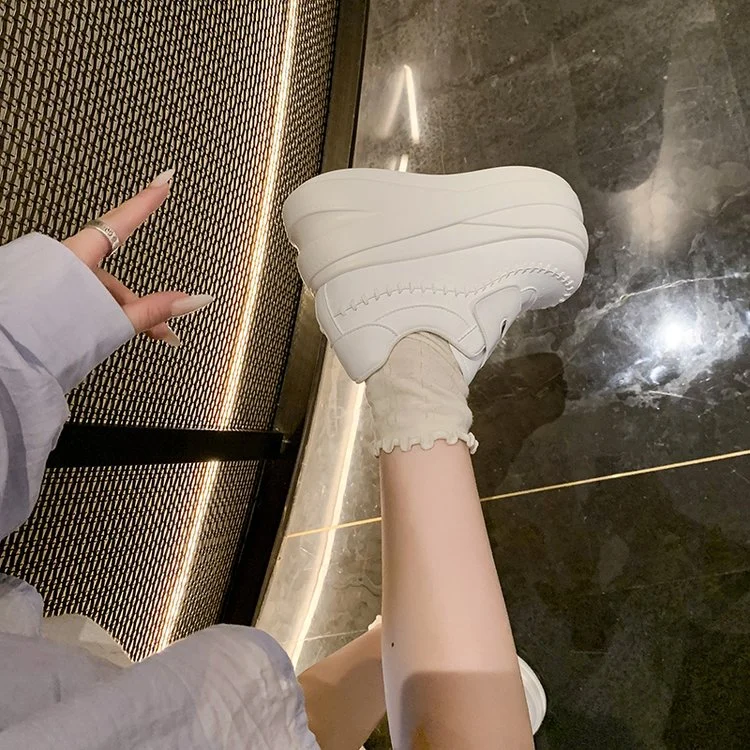 Women's Autumn Lazy Velcro Platform White Shoes, Heightboosting Slipon Versatile… — image 6