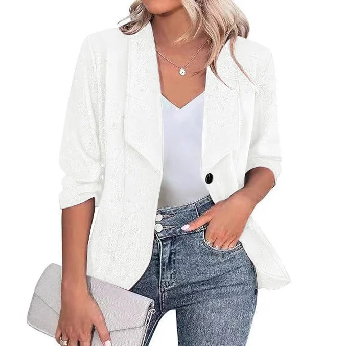 Women's Autumn Winter Professional Blazer, Elegant Solid Color Lapel Long Sleeve Work… — image 1
