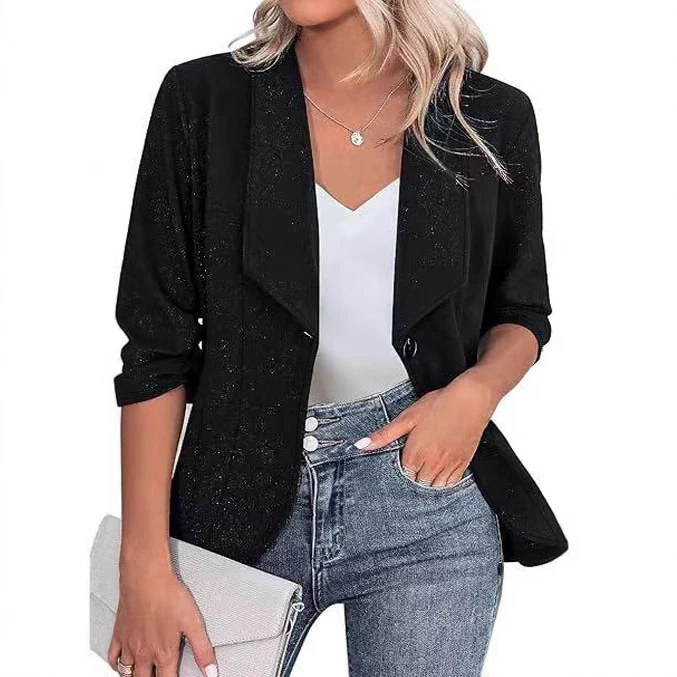 Women's Autumn Winter Professional Blazer, Elegant Solid Color Lapel Long Sleeve Work… — image 3