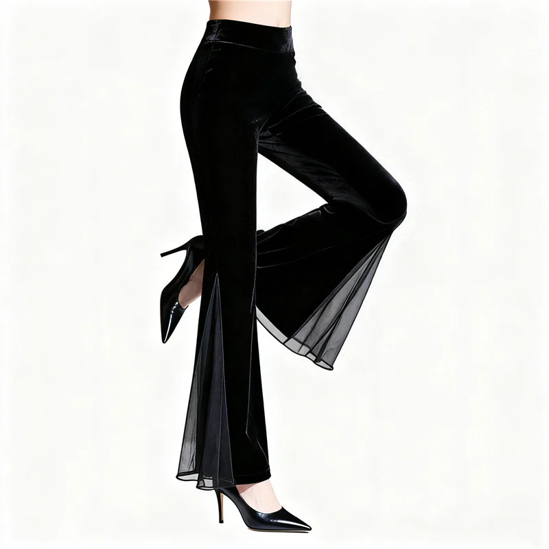 Women's Autumn Winter Velvet-form-fitting Pants For Modern Dance Training — image 2