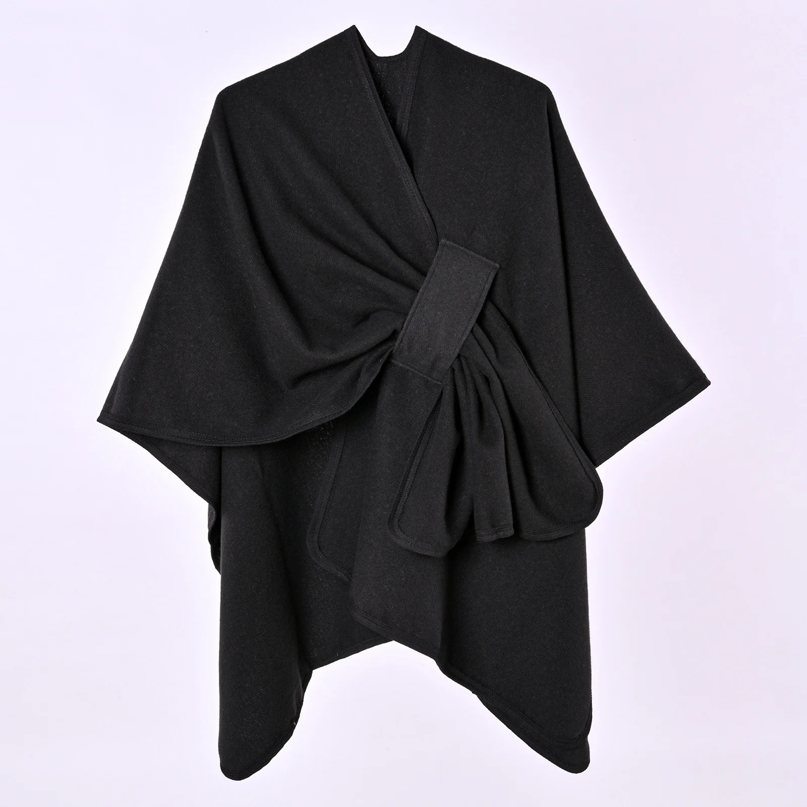 Women's Autumn Winter Warm Poncho, Minimalist Double-sided Solid Color Split Faux… — image 2