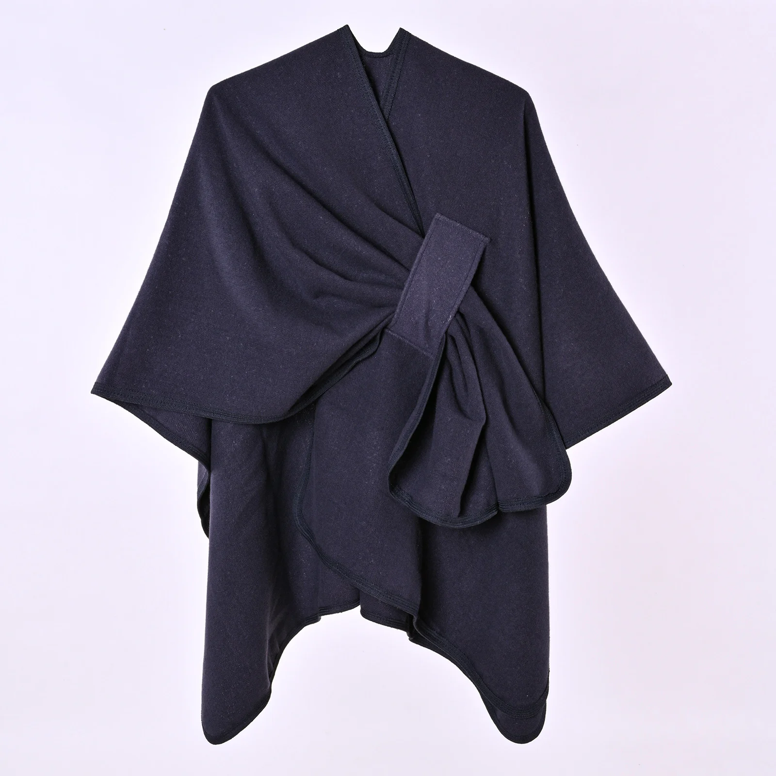 Women's Autumn Winter Warm Poncho, Minimalist Double-sided Solid Color Split Faux… — image 4