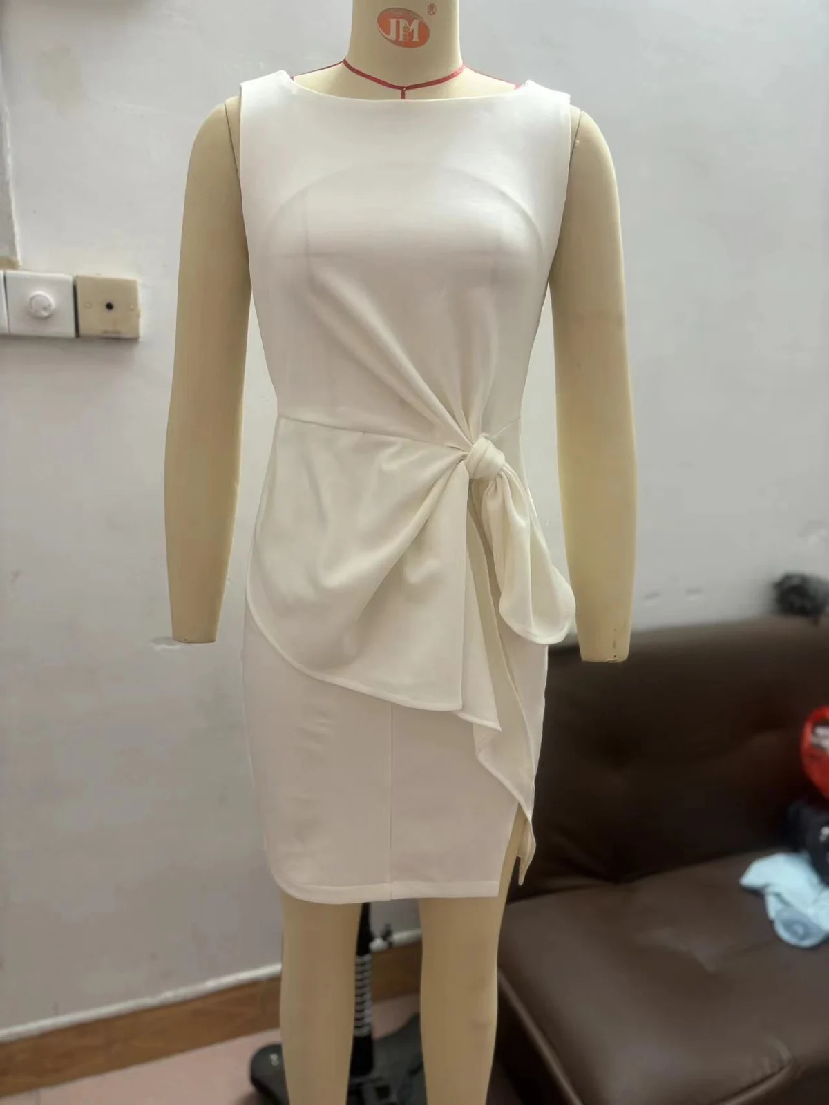 Women's Bow Decoration Solid Color Sleeveless Dress Jumpsuit Short Skirt — image 6