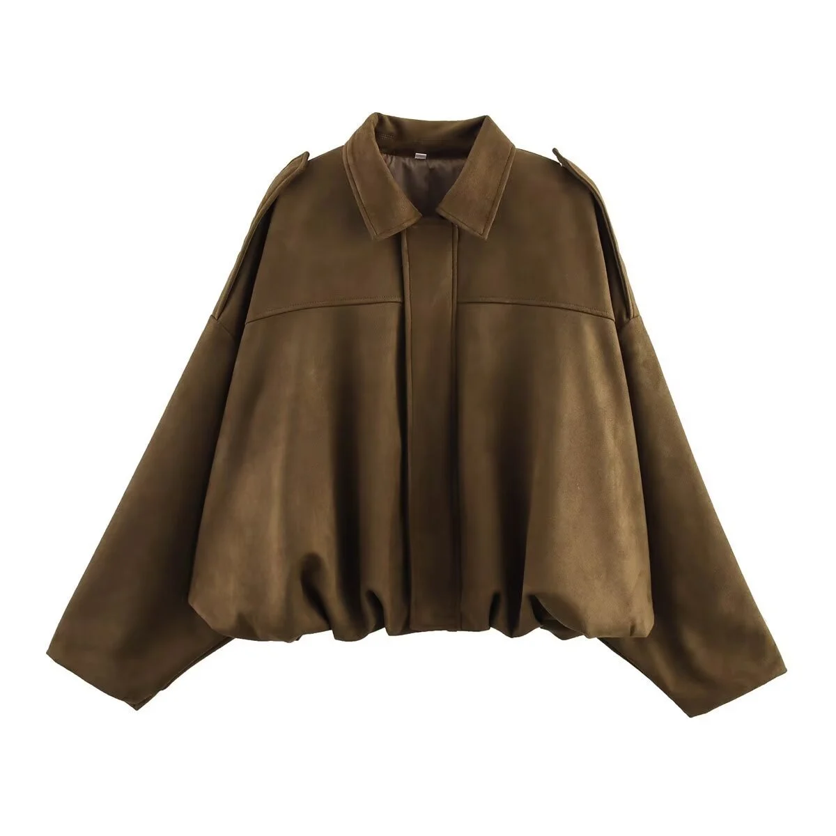 Women's Clothing Spring And Autumn Suede Texture Lapel Zipper Button Pilot Jacket — image 3