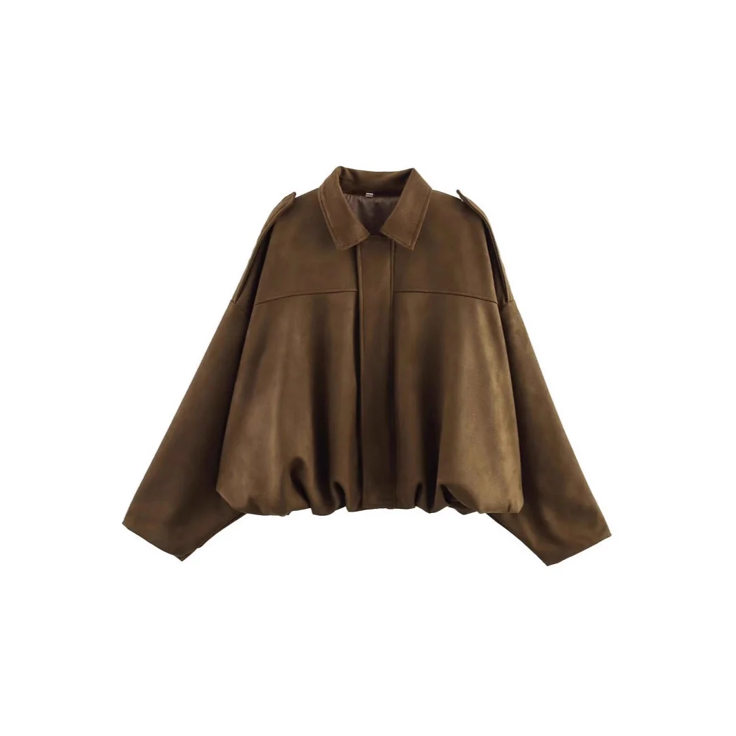 Women's Clothing Spring And Autumn Suede Texture Lapel Zipper Button Pilot Jacket — image 7