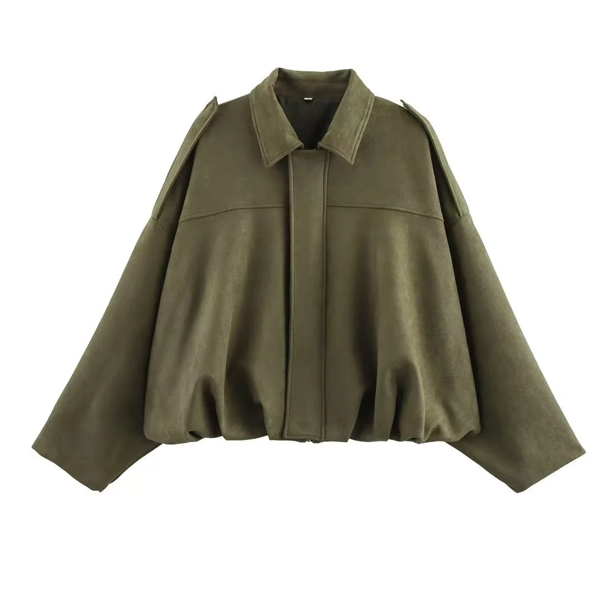 Women's Clothing Spring And Autumn Suede Texture Lapel Zipper Button Pilot Jacket — image 4