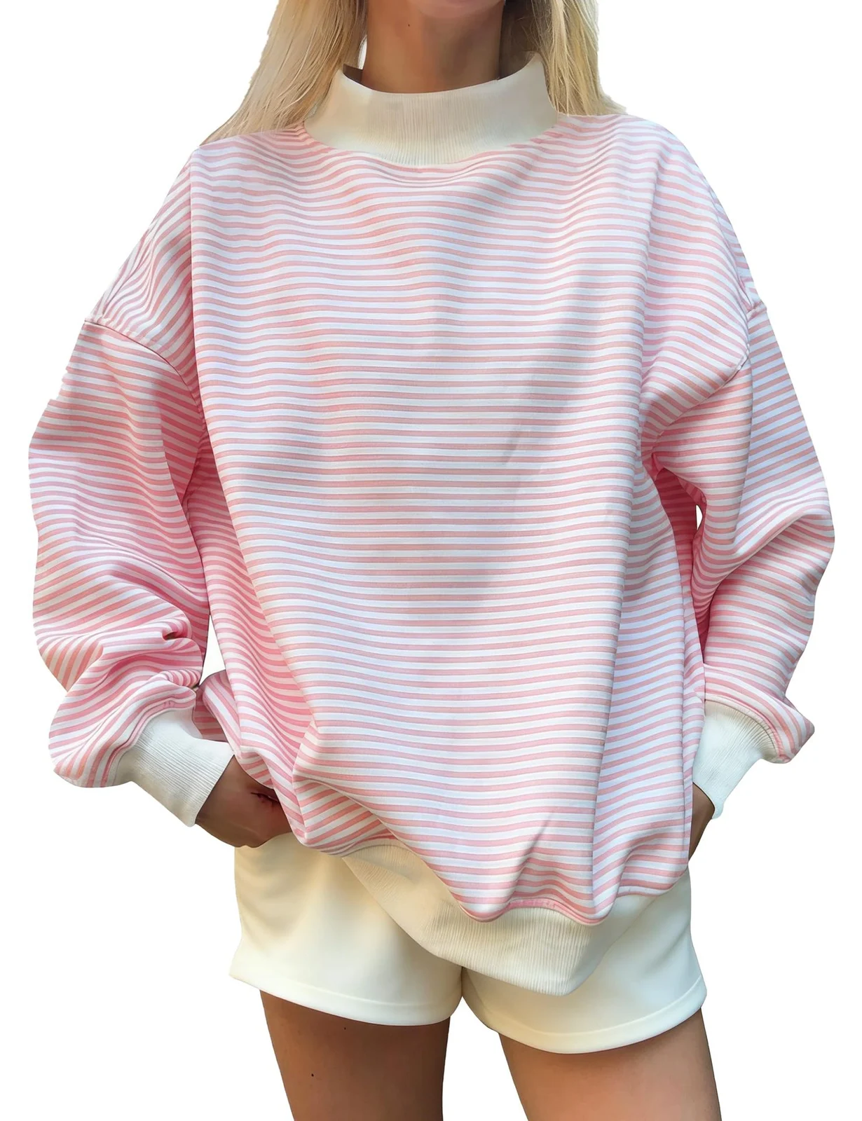 Women's Fall New Fashion Casual Striped Long-sleeved Pullover Loose Sweatshirt — image 7