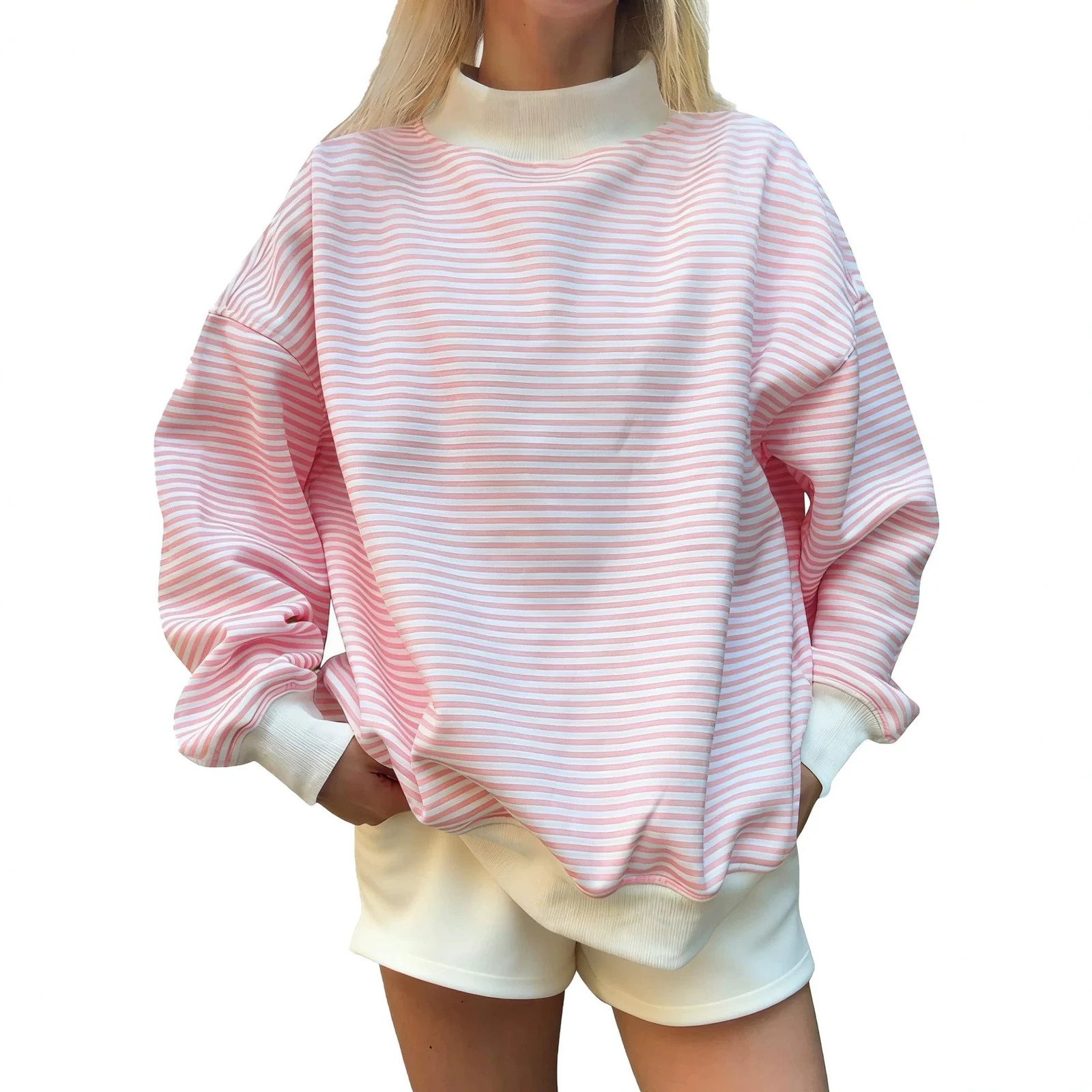 Women's Fall New Fashion Casual Striped Long-sleeved Pullover Loose Sweatshirt — image 2