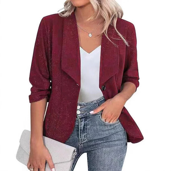 Women's Fall Winter Plus Size Blazer - Elegant Fashionable Long Sleeve Lapel… — image 2
