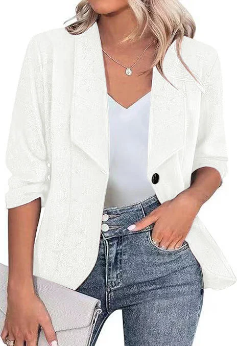 Women's Fall Winter Plus Size Blazer - Elegant Fashionable Long Sleeve Lapel… — image 1