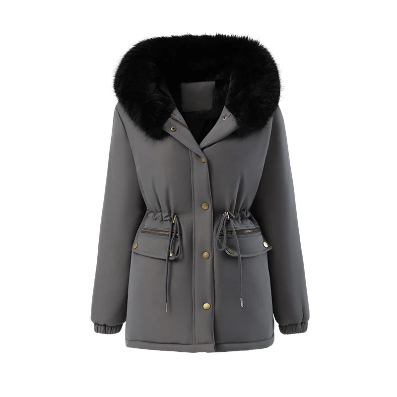 Women's Fleece-lined Mid-length Hooded Cotton Padded Jacket — image 4