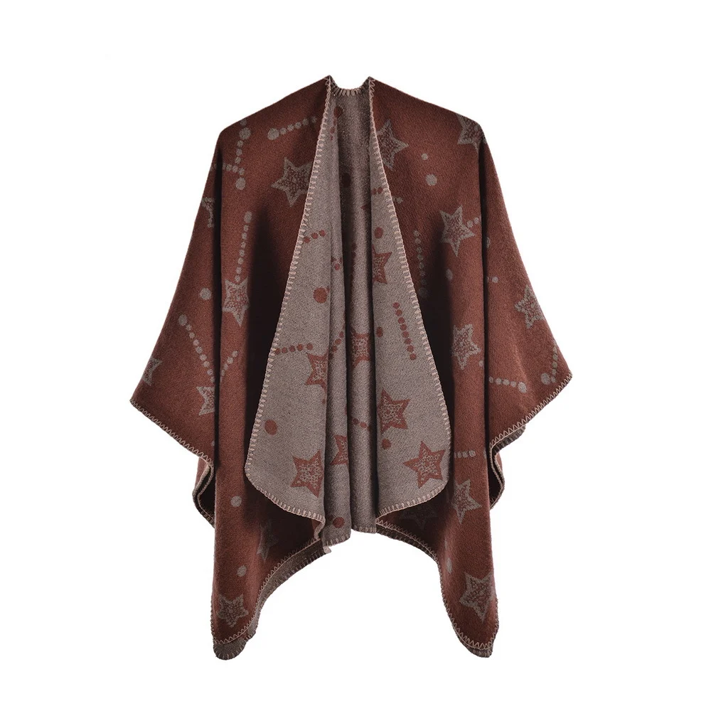 Women's Jacquard Shawl, Fashion Split Cape Autumn Winter Scarf — image 2