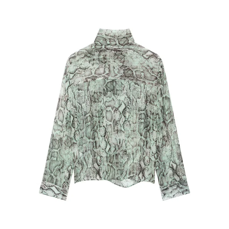 Women's Lace-up Animal-print Long-sleeved Shirt — image 4