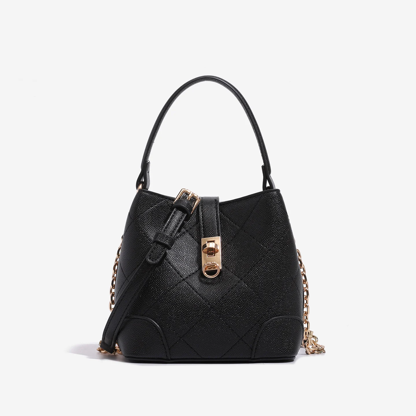 Women's Mini Diamond-quilted Bucket Bag — image 4