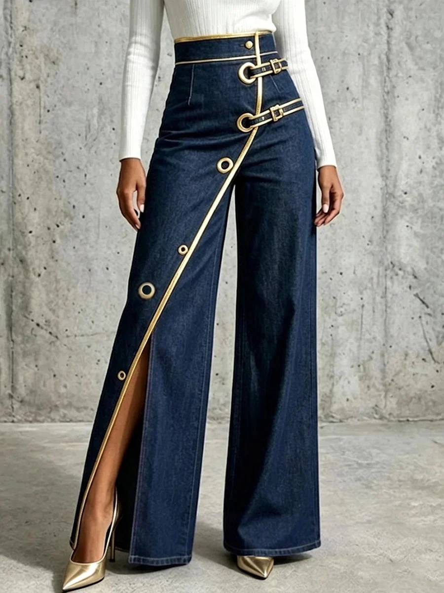 Women's New Irregular Straight-leg Denim Trousers — image 2