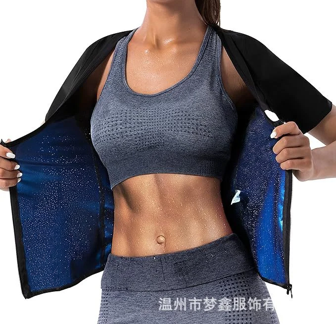 Women's Sauna Sweatshirt Suit Short-sleeved Waist Training Top Fitness Slim-fit Jacket… — image 2