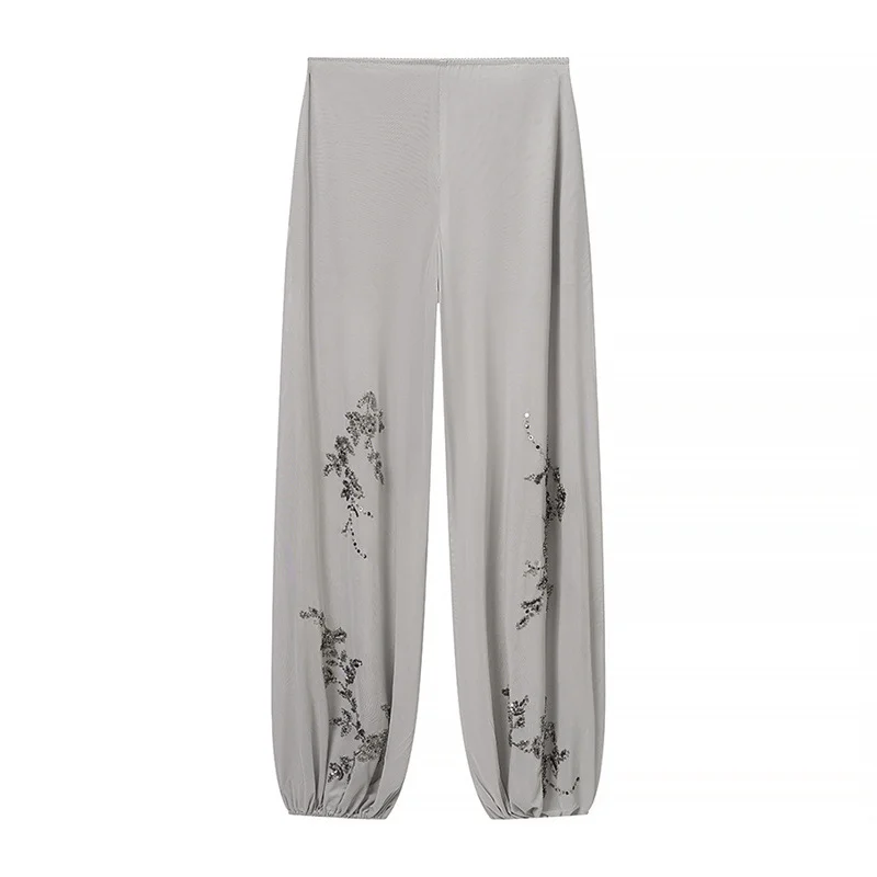 Women's Sequin Embroidery Set Elegant Commute Long Sleeve Pants Ramie Cotton Polyester… — image 2