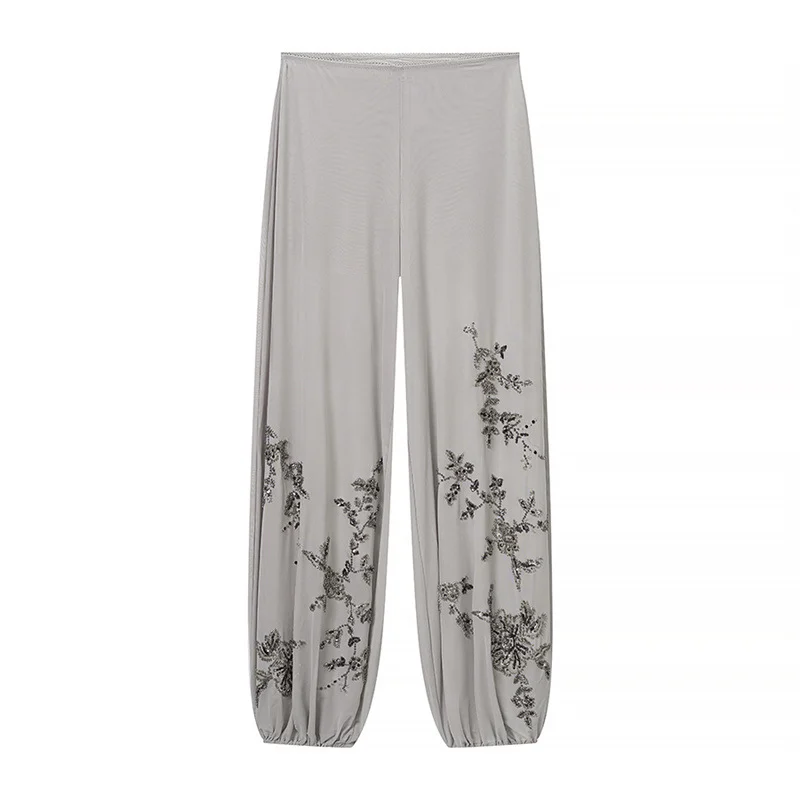 Women's Sequin Embroidery Set Elegant Commute Long Sleeve Pants Ramie Cotton Polyester… — image 3