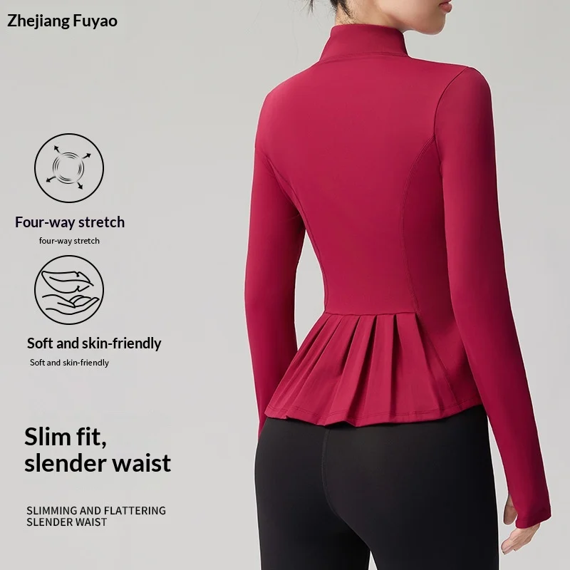 Women's Slimming Yoga Top With Stand-up Collar - Lightweight Sports Cardigan For… — image 1