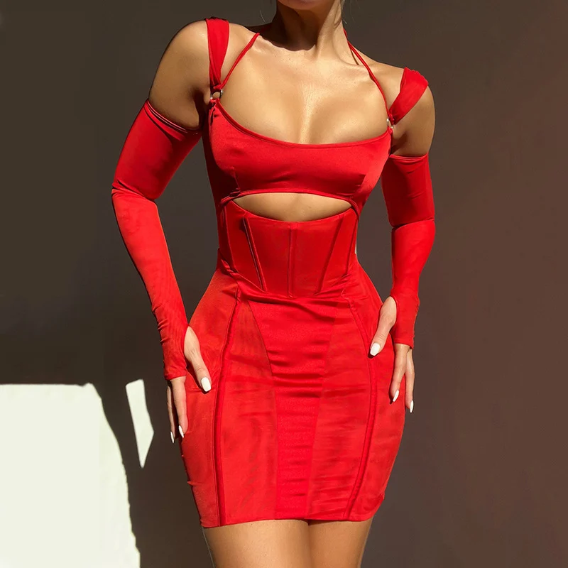 Women's Sling Tight Dress Fashion Backless Mesh See-through Hip Skirt — image 4