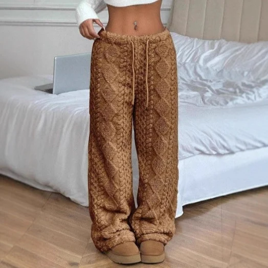 Women's Solid Color Front Tie Warm Casual Pants — image 4