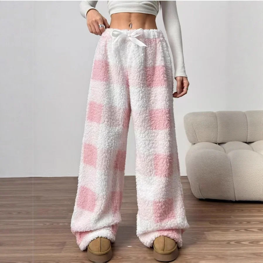 Women's Solid Color Front Tie Warm Casual Pants — image 3