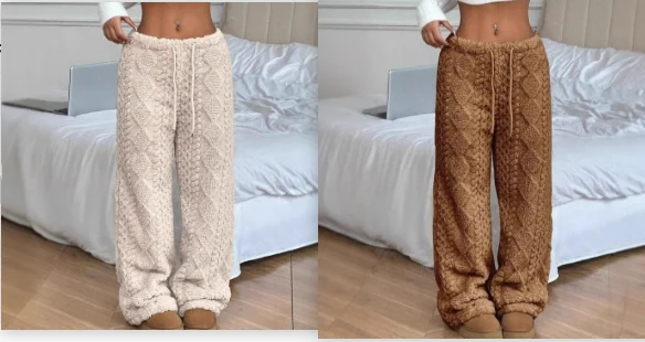 Women's Solid Color Front Tie Warm Casual Pants — image 8