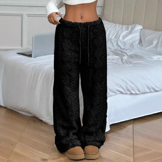 Women's Solid Color Front Tie Warm Casual Pants — image 6