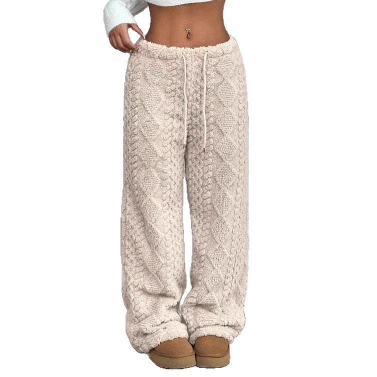 Women's Solid Color Front Tie Warm Casual Pants — image 5