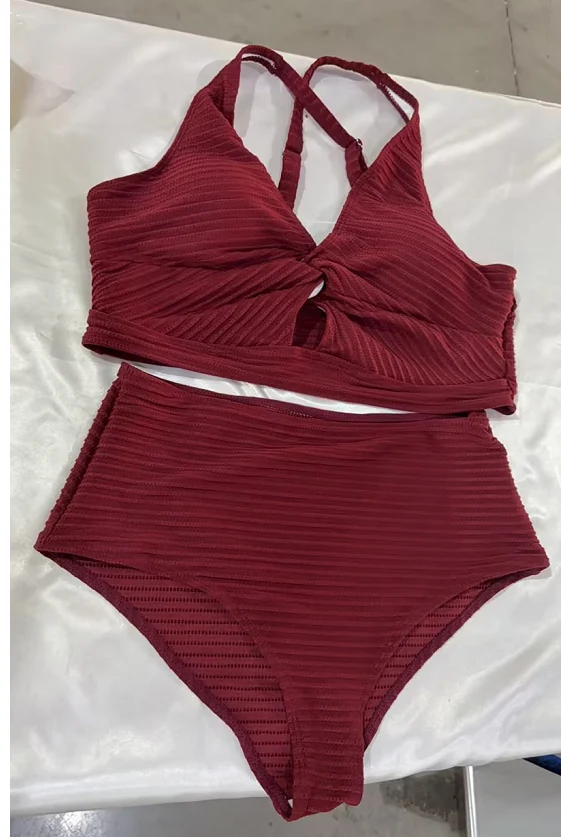 Women's Solid Color Rib Fabric Swimsuit Suit — image 15
