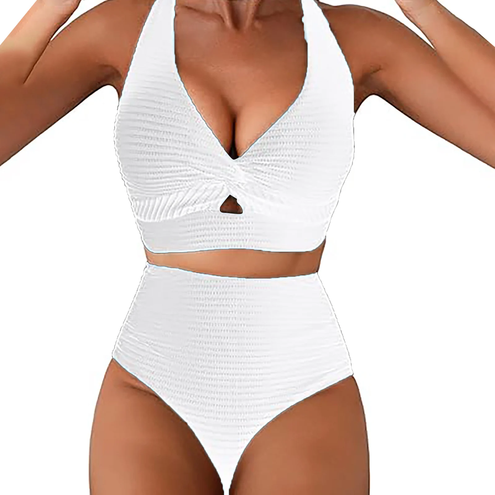 Women's Solid Color Rib Fabric Swimsuit Suit — image 20