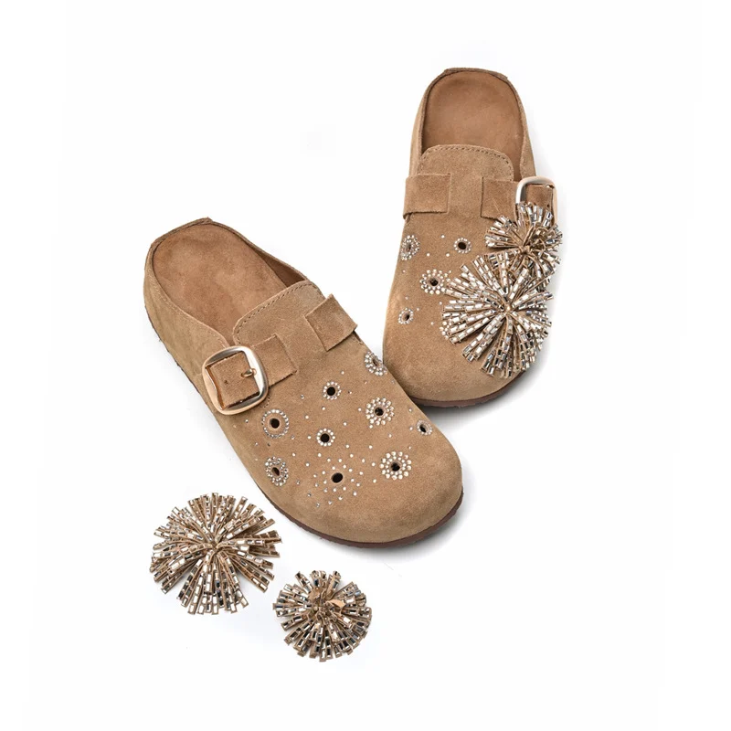 Women's Thick-soled Height-increasing Retro Closed-toe Tassel Slides — image 4