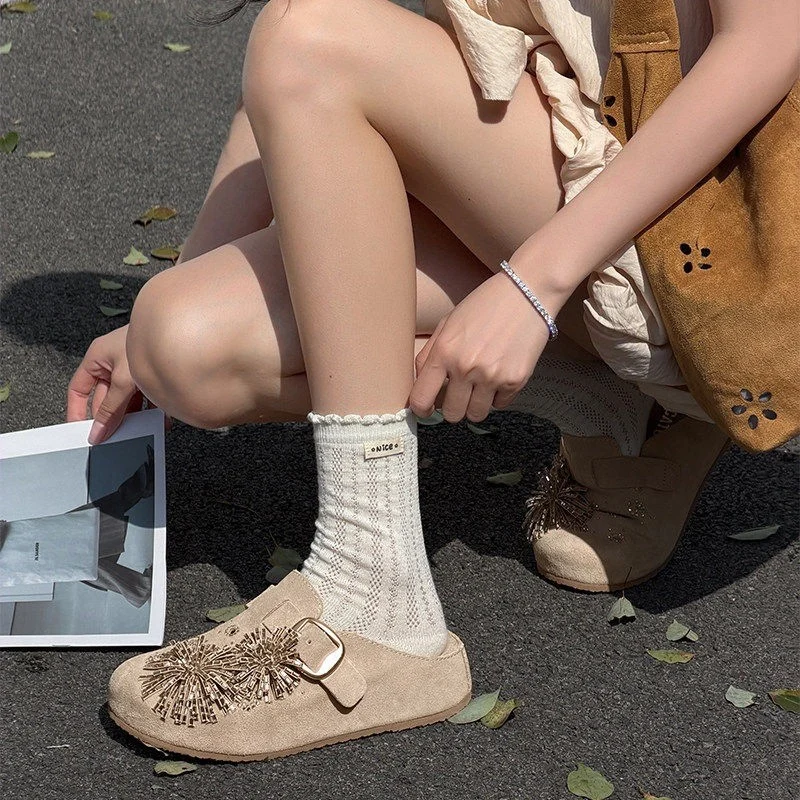 Women's Thick-soled Height-increasing Retro Closed-toe Tassel Slides — image 7