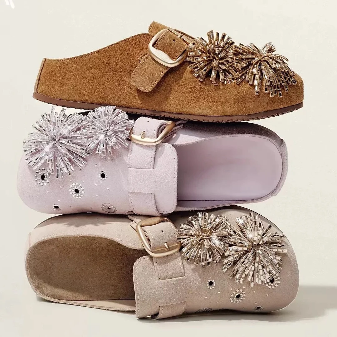 Women's Thick-soled Height-increasing Retro Closed-toe Tassel Slides — image 3