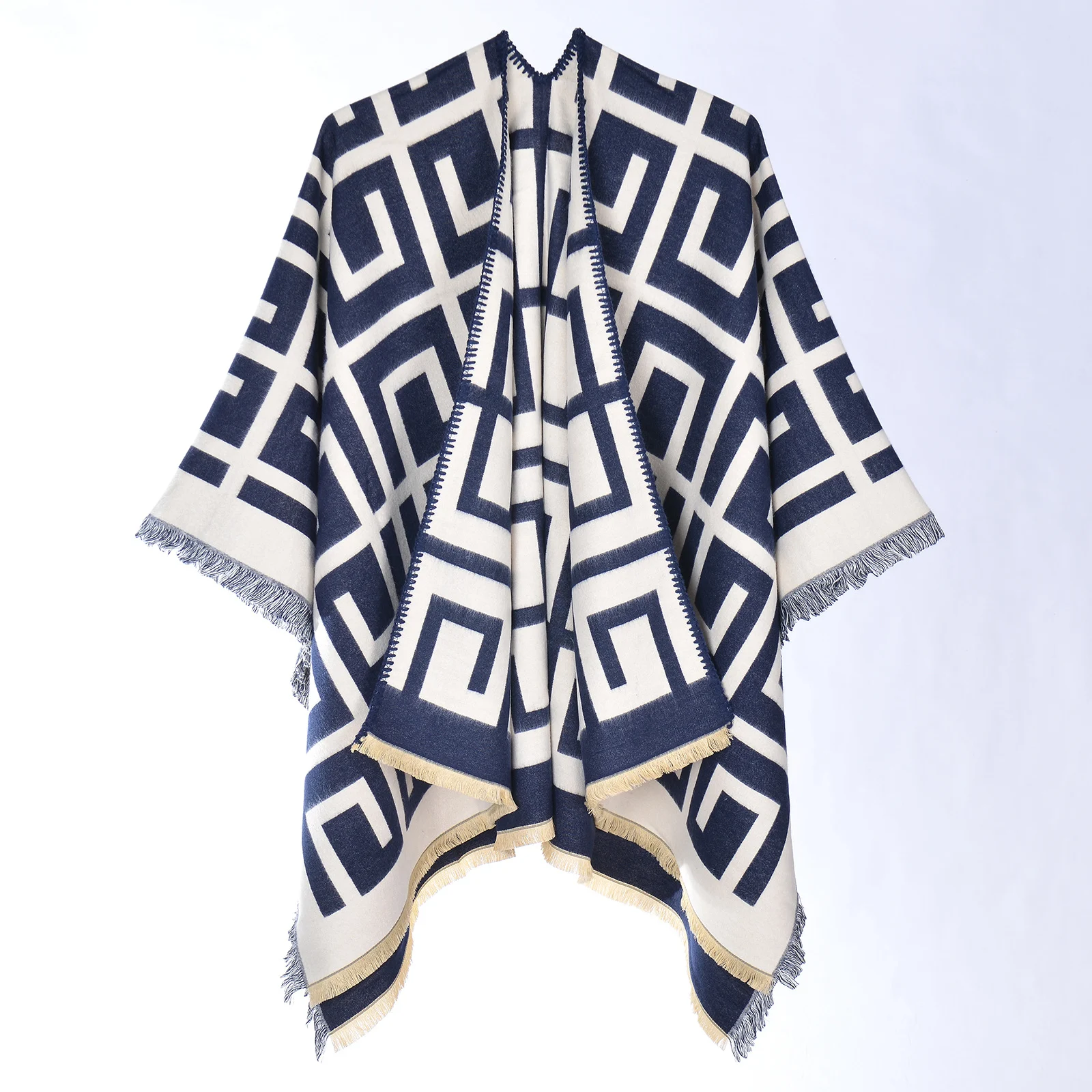 Women's Travel Photo Split Scarf, Faux Cashmere Warm All-match Pretty Shawl Poncho — image 2