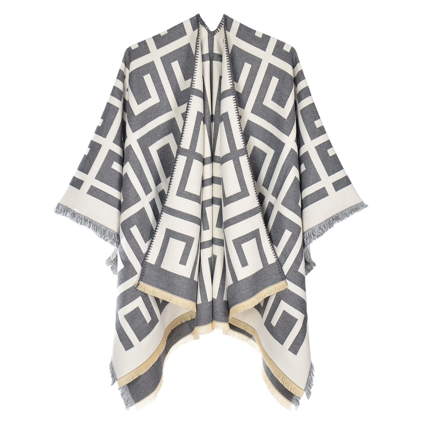 Women's Travel Photo Split Scarf, Faux Cashmere Warm All-match Pretty Shawl Poncho — image 1