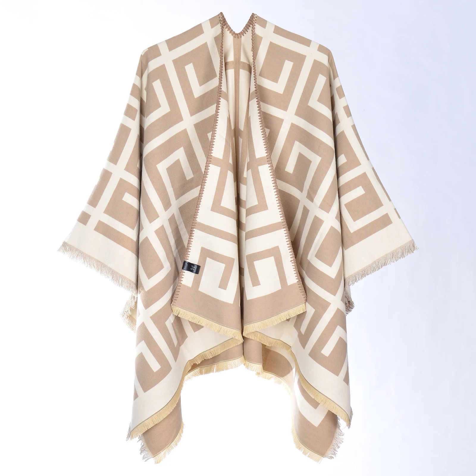 Women's Travel Photo Split Scarf, Faux Cashmere Warm All-match Pretty Shawl Poncho — image 4